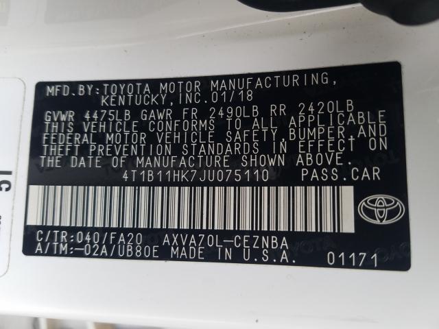 Photo 9 VIN: 4T1B11HK7JU075110 - TOYOTA CAMRY L 