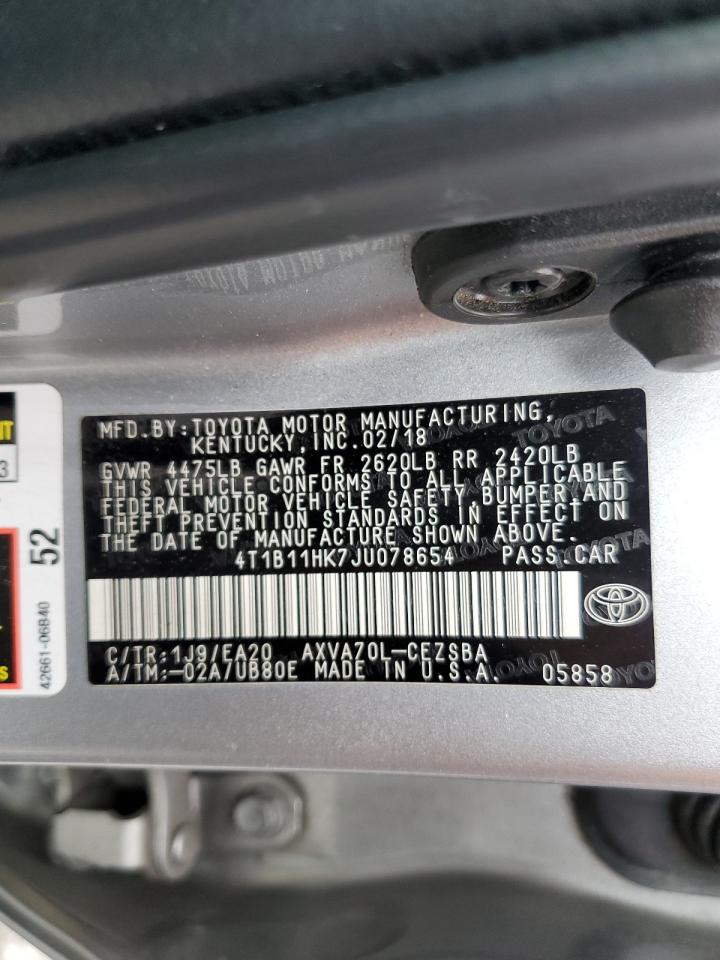 Photo 11 VIN: 4T1B11HK7JU078654 - TOYOTA CAMRY 