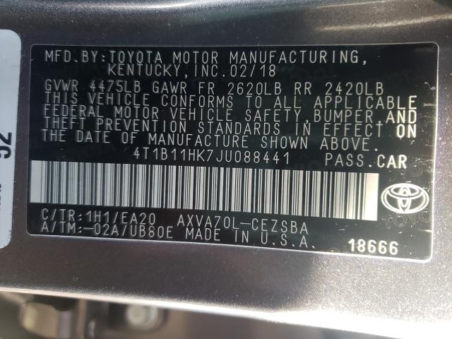 Photo 9 VIN: 4T1B11HK7JU088441 - TOYOTA CAMRY L 