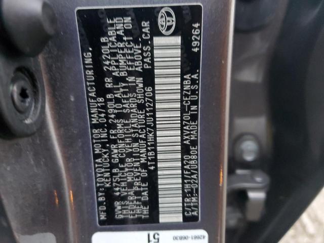 Photo 11 VIN: 4T1B11HK7JU112706 - TOYOTA CAMRY 