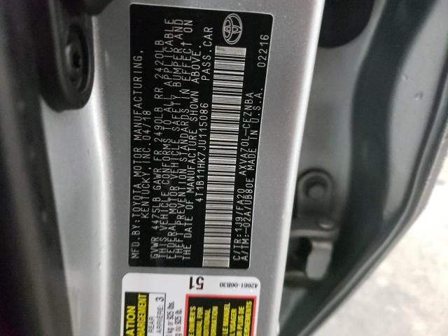 Photo 11 VIN: 4T1B11HK7JU115086 - TOYOTA CAMRY L 