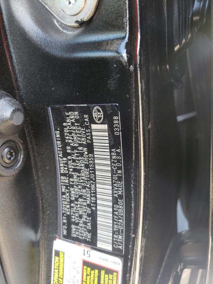 Photo 11 VIN: 4T1B11HK7JU115959 - TOYOTA CAMRY 