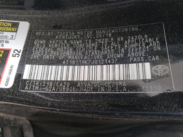 Photo 9 VIN: 4T1B11HK7JU121437 - TOYOTA CAMRY L 