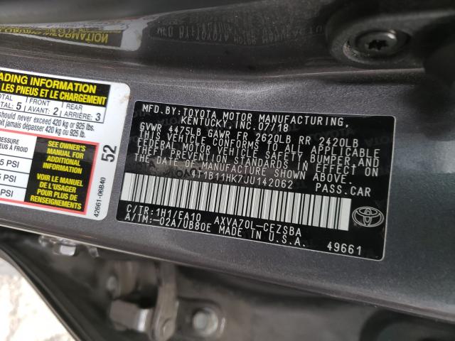 Photo 9 VIN: 4T1B11HK7JU142062 - TOYOTA CAMRY L 