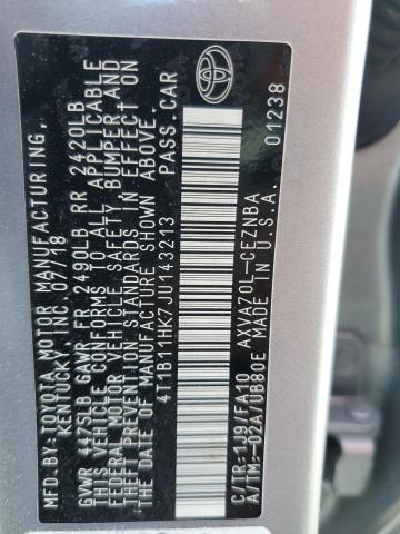 Photo 11 VIN: 4T1B11HK7JU143213 - TOYOTA CAMRY L 