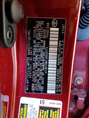 Photo 12 VIN: 4T1B11HK7JU503774 - TOYOTA CAMRY L 