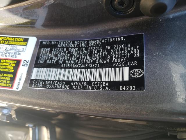 Photo 9 VIN: 4T1B11HK7JU513821 - TOYOTA CAMRY L 