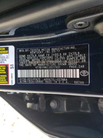 Photo 9 VIN: 4T1B11HK7JU517027 - TOYOTA CAMRY L 