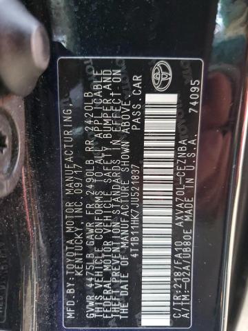 Photo 11 VIN: 4T1B11HK7JU521837 - TOYOTA CAMRY L 