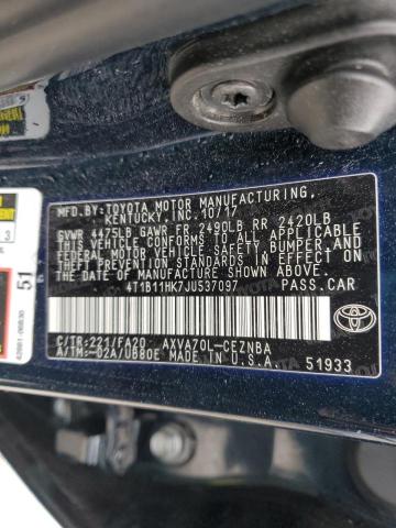 Photo 11 VIN: 4T1B11HK7JU537097 - TOYOTA CAMRY 