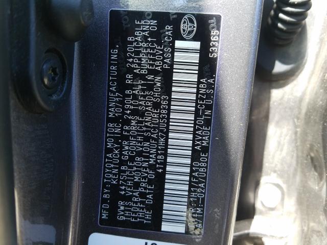 Photo 9 VIN: 4T1B11HK7JU538363 - TOYOTA CAMRY L 