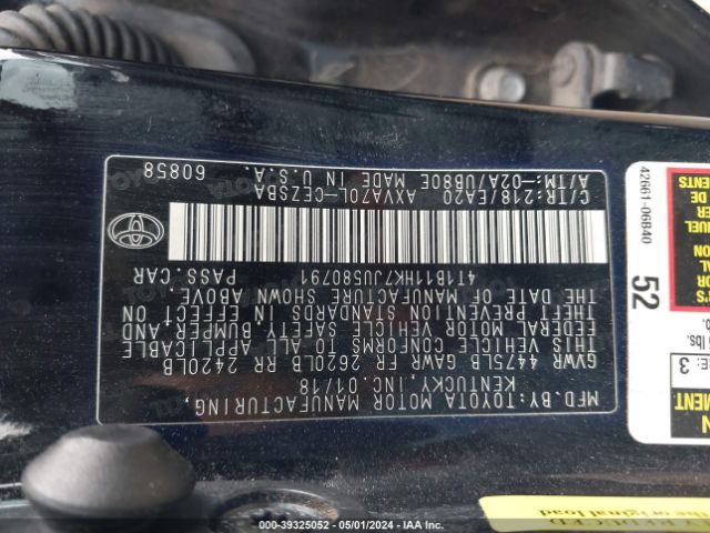 Photo 8 VIN: 4T1B11HK7JU580791 - TOYOTA CAMRY 