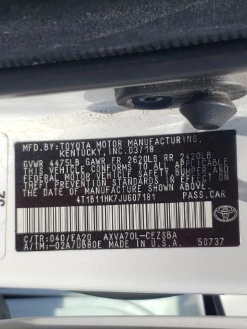 Photo 9 VIN: 4T1B11HK7JU607181 - TOYOTA CAMRY L 