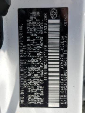 Photo 12 VIN: 4T1B11HK7JU611649 - TOYOTA CAMRY L 