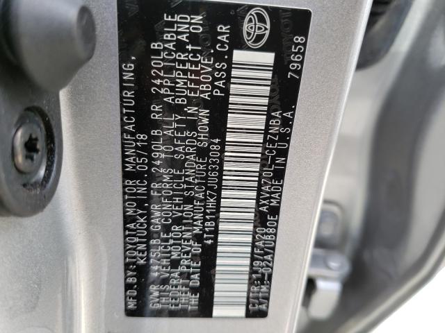 Photo 9 VIN: 4T1B11HK7JU633084 - TOYOTA CAMRY L 