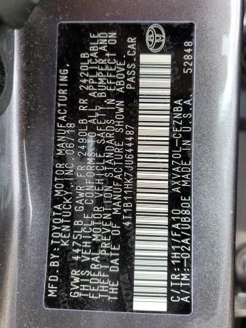 Photo 11 VIN: 4T1B11HK7JU644487 - TOYOTA CAMRY 