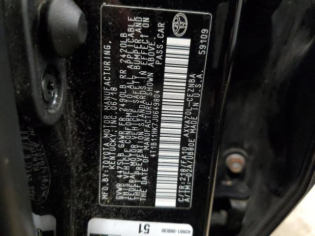 Photo 12 VIN: 4T1B11HK7JU649804 - TOYOTA CAMRY L 