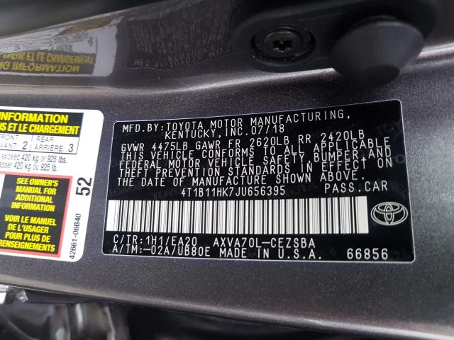 Photo 9 VIN: 4T1B11HK7JU656395 - TOYOTA CAMRY 