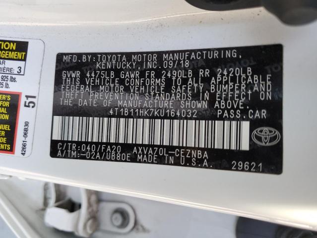 Photo 9 VIN: 4T1B11HK7KU164032 - TOYOTA CAMRY L 