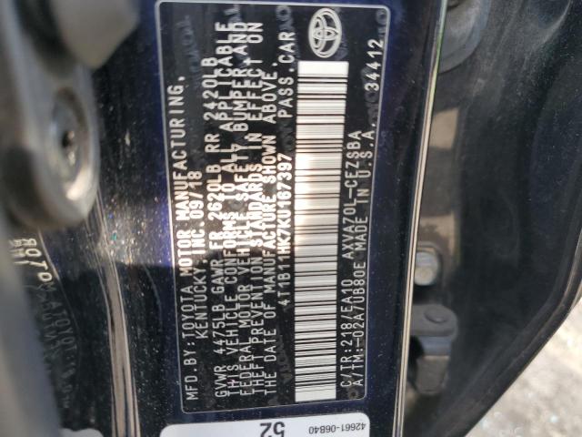 Photo 11 VIN: 4T1B11HK7KU167397 - TOYOTA CAMRY L 