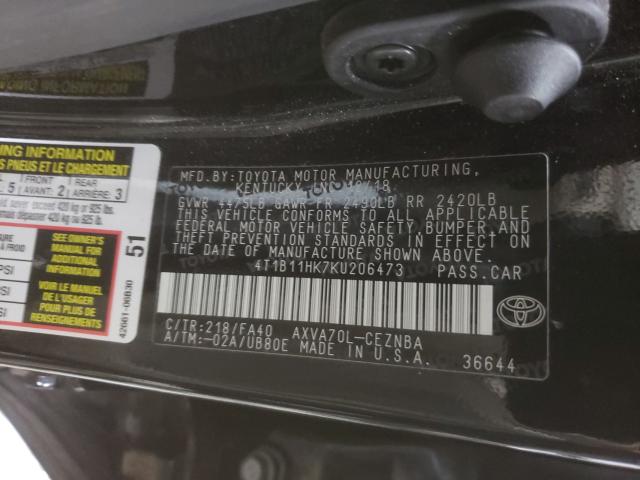 Photo 9 VIN: 4T1B11HK7KU206473 - TOYOTA CAMRY L 