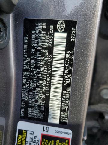 Photo 12 VIN: 4T1B11HK7KU245175 - TOYOTA CAMRY L 