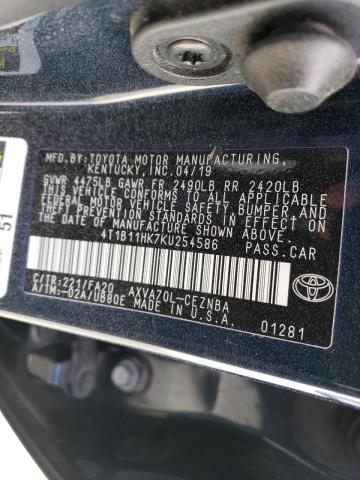 Photo 9 VIN: 4T1B11HK7KU254586 - TOYOTA CAMRY L 