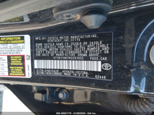 Photo 8 VIN: 4T1B11HK7KU291055 - TOYOTA CAMRY 