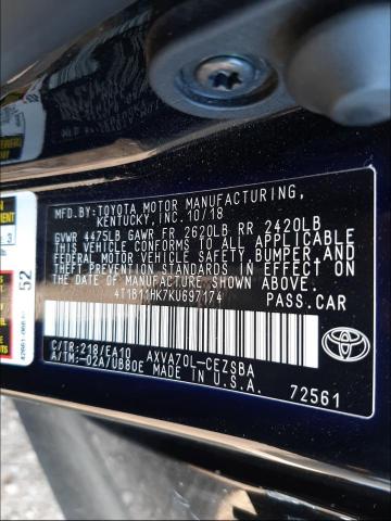 Photo 9 VIN: 4T1B11HK7KU697174 - TOYOTA CAMRY L 