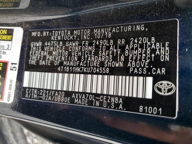 Photo 11 VIN: 4T1B11HK7KU704558 - TOYOTA CAMRY L 