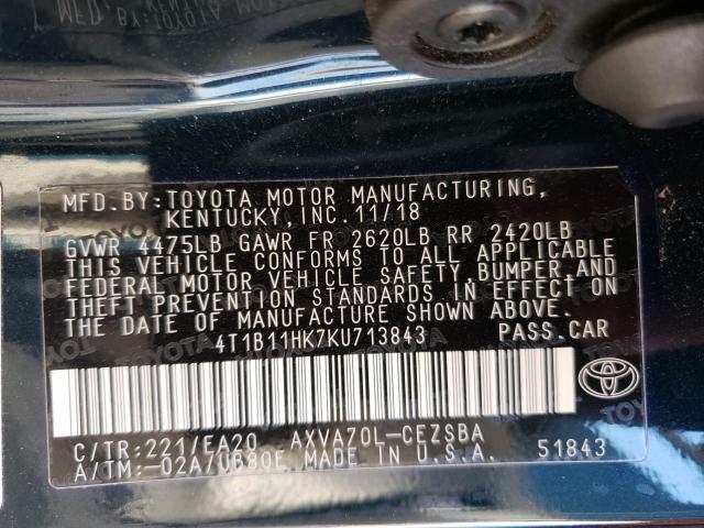 Photo 9 VIN: 4T1B11HK7KU713843 - TOYOTA CAMRY L 