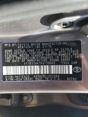 Photo 12 VIN: 4T1B11HK7KU739665 - TOYOTA CAMRY L 