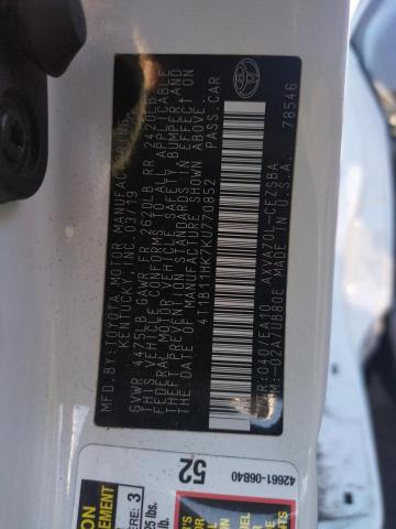 Photo 9 VIN: 4T1B11HK7KU770852 - TOYOTA CAMRY L 