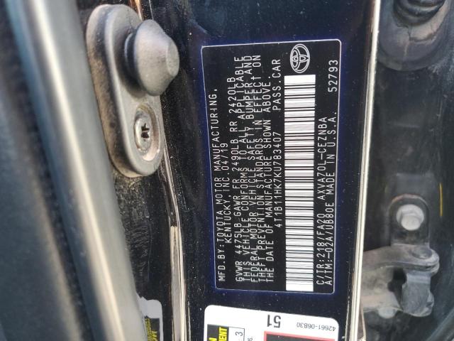 Photo 11 VIN: 4T1B11HK7KU783407 - TOYOTA CAMRY L 