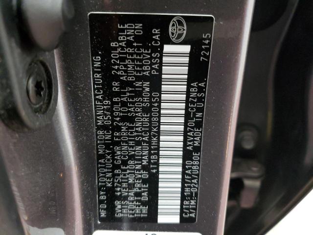 Photo 11 VIN: 4T1B11HK7KU800450 - TOYOTA CAMRY L 