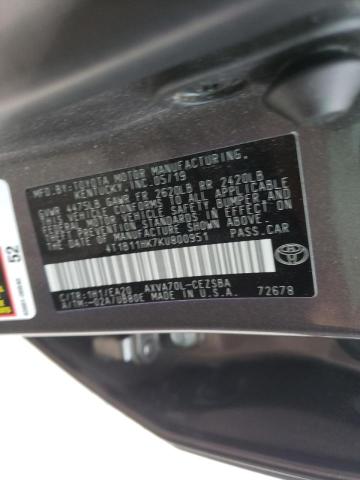 Photo 9 VIN: 4T1B11HK7KU800951 - TOYOTA CAMRY L 