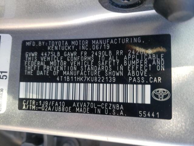 Photo 11 VIN: 4T1B11HK7KU822139 - TOYOTA CAMRY 