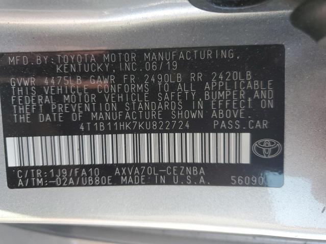 Photo 11 VIN: 4T1B11HK7KU822724 - TOYOTA CAMRY 