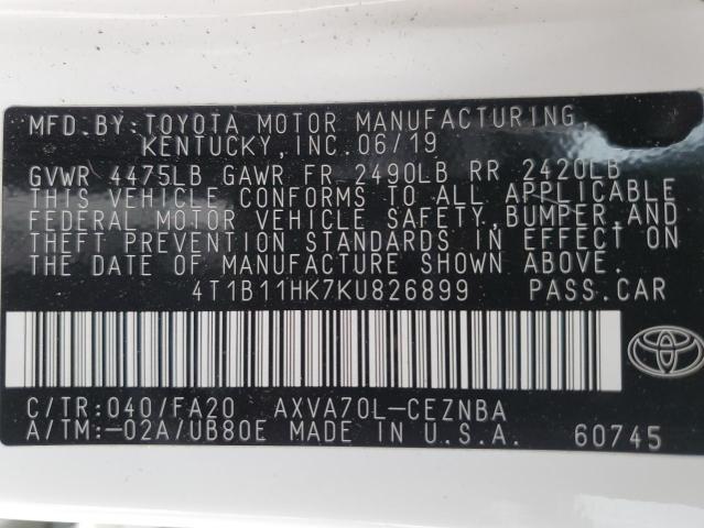 Photo 11 VIN: 4T1B11HK7KU826899 - TOYOTA CAMRY L 