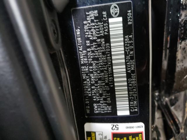 Photo 9 VIN: 4T1B11HK7KU847039 - TOYOTA CAMRY L 