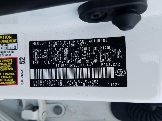 Photo 9 VIN: 4T1B11HK8JU011447 - TOYOTA CAMRY L 