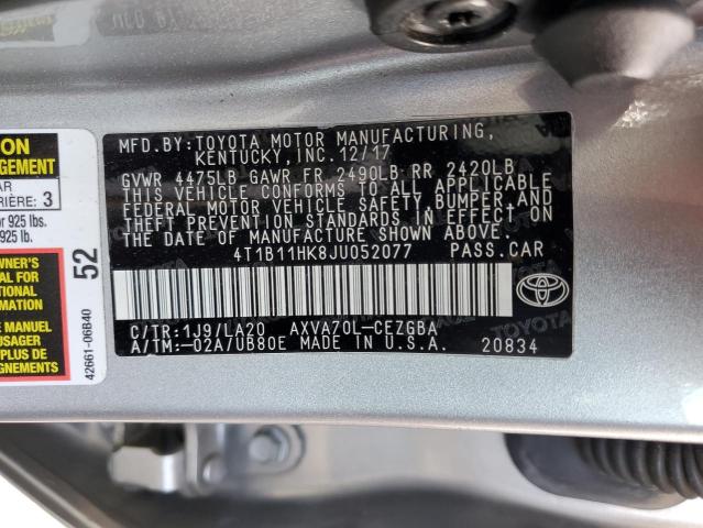 Photo 11 VIN: 4T1B11HK8JU052077 - TOYOTA CAMRY L 