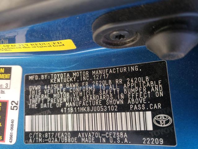 Photo 11 VIN: 4T1B11HK8JU053102 - TOYOTA CAMRY L 