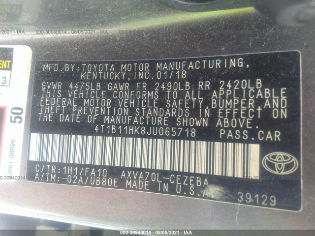 Photo 8 VIN: 4T1B11HK8JU065718 - TOYOTA CAMRY 