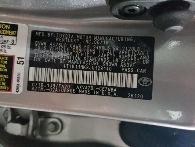 Photo 12 VIN: 4T1B11HK8JU128140 - TOYOTA CAMRY L 