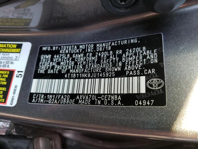 Photo 9 VIN: 4T1B11HK8JU145925 - TOYOTA CAMRY L 