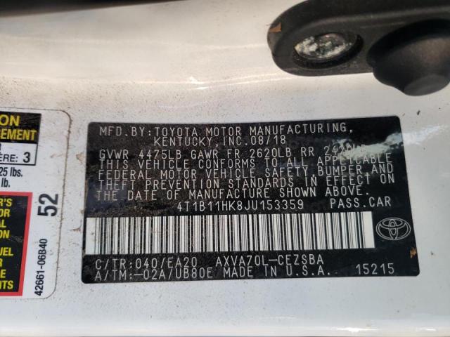 Photo 9 VIN: 4T1B11HK8JU153359 - TOYOTA CAMRY L 