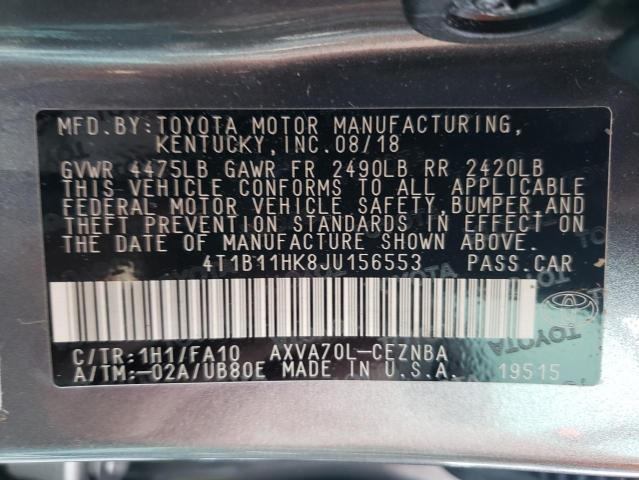 Photo 9 VIN: 4T1B11HK8JU156553 - TOYOTA CAMRY L 