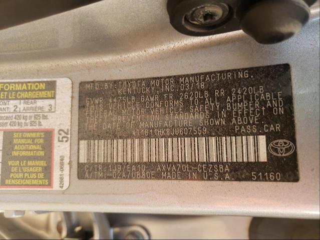 Photo 9 VIN: 4T1B11HK8JU607559 - TOYOTA CAMRY L 