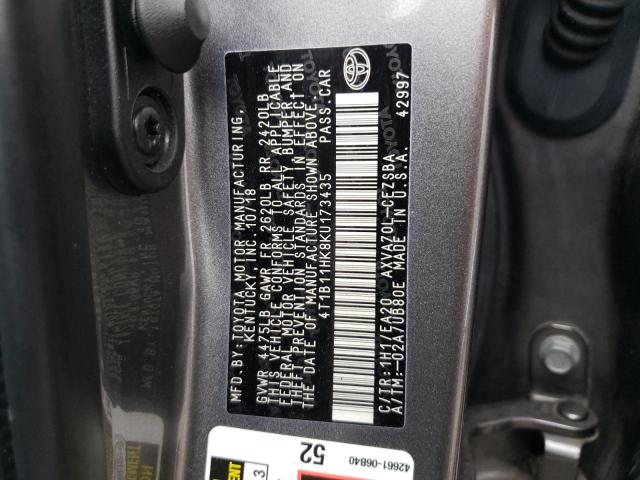 Photo 11 VIN: 4T1B11HK8KU173435 - TOYOTA CAMRY 